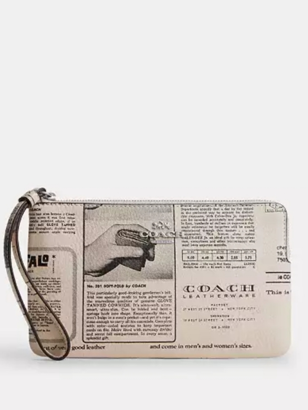 Nwt Coach Newspaper Print Large Corner Zip Wristlet